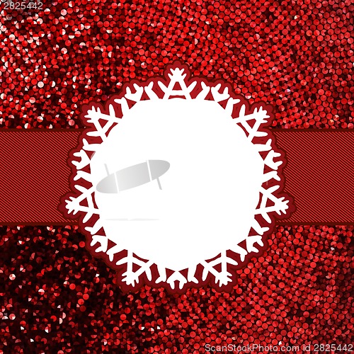 Image of Red christmas card with glitter light. EPS 8