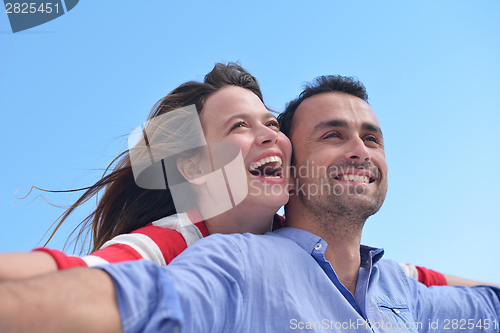Image of happy young romantic couple have fun relax