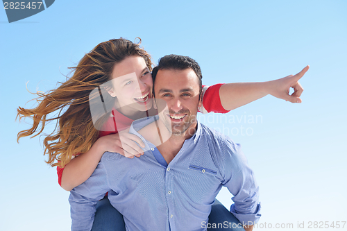 Image of happy young romantic couple have fun relax