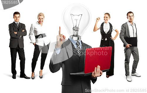 Image of Business Team With Lamp Head