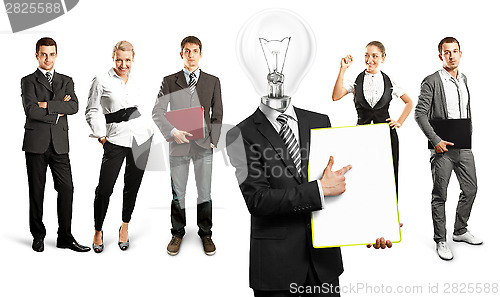 Image of Business Team With Lamp Head