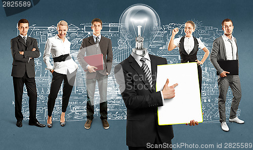 Image of Business Team With Lamp Head