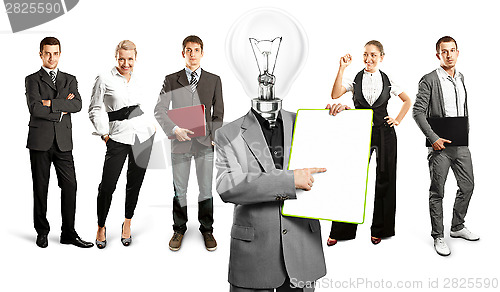Image of Business Team With Lamp Head