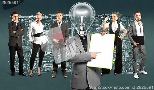 Image of Business Team With Lamp Head