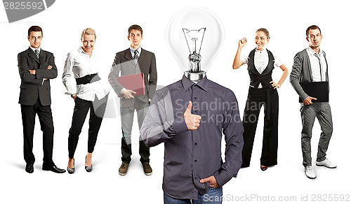 Image of Business Team With Lamp Head
