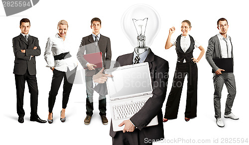 Image of Business Team With Lamp Head