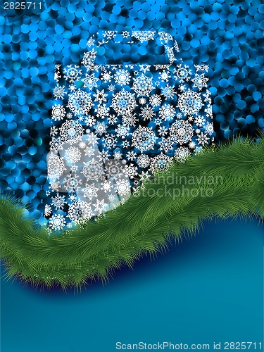 Image of Shopping bag on winter background. EPS 8