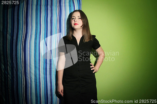 Image of Young woman posing with linen