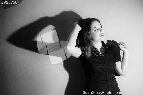Image of Woman against green background black and white