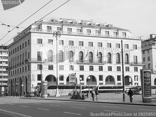 Image of Black and white Palazzo INPS in Genoa