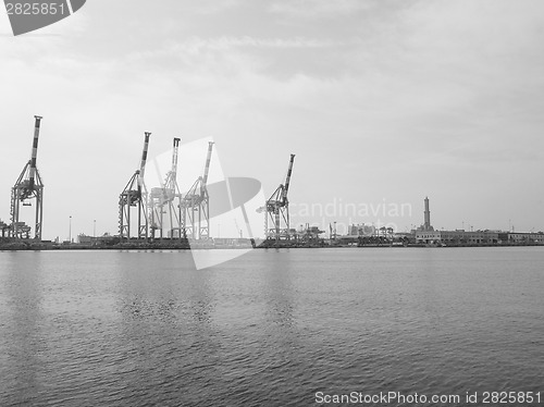 Image of Black and white Porto Vecchio old harbour in Genoa