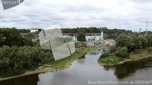 Image of landscape with grey clouds and Desna river