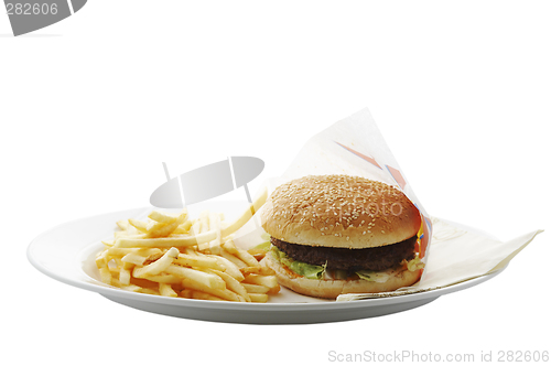 Image of hamburger and french fries
