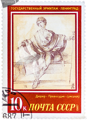 Image of Stamp printed in the USSR, shows a painting artist Albrecht Dure