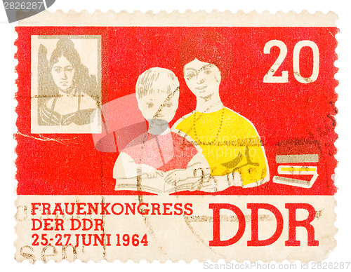 Image of Postcard printed in the GDR shows Women's Congress
