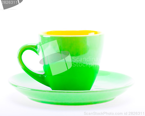 Image of Green Color Cup On Plate