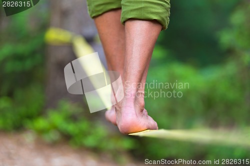 Image of Slack line in the nature.