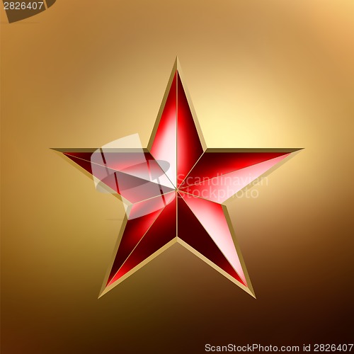 Image of illustration of a Red star on gold. EPS 8