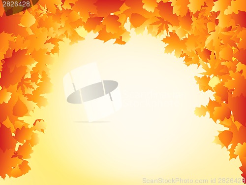 Image of Orange autumn leaves frame design. EPS 8