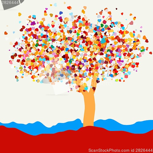 Image of Tree with hearts for St. Valentine's Day. EPS 8