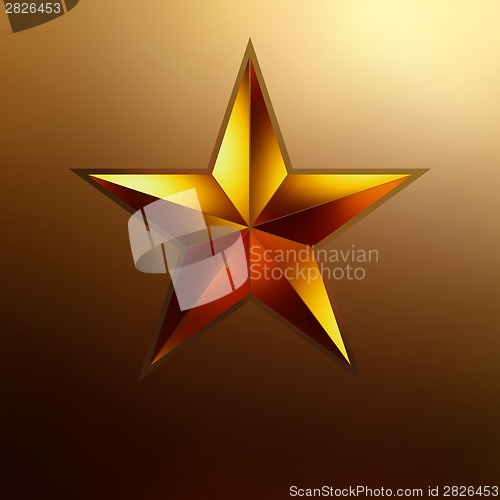 Image of illustration of a Red star on gold. EPS 8