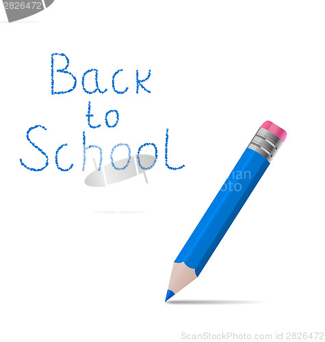 Image of Back to school message with pencil on white background