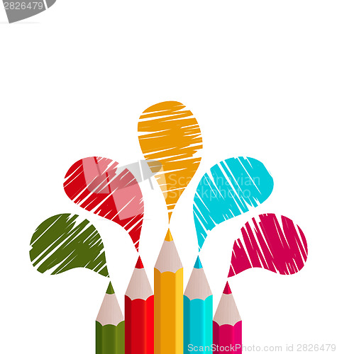 Image of Rainbow of pencils isolated on white background