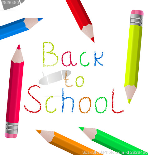 Image of Back to school message with pencils on white background