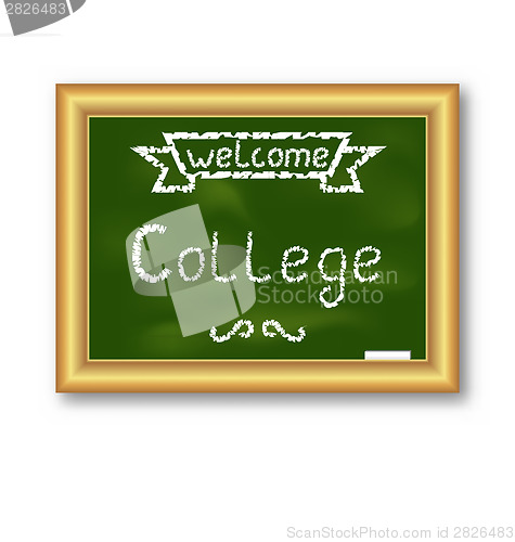 Image of School blackboard with text, on white background