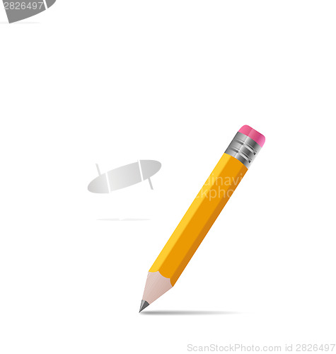 Image of Sharpened wooden pencil with shadow, on white background