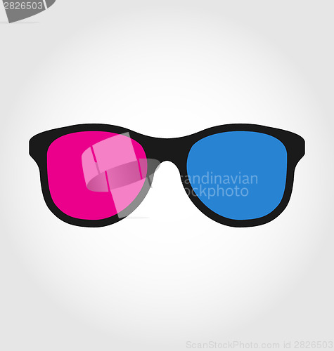 Image of 3d glasses red and blue on white  background