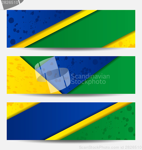 Image of Set football flyers in Brazil flag colors