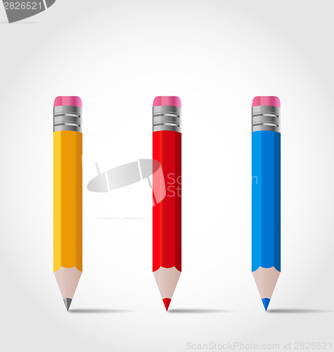 Image of Set colorful wooden pencils with shadows