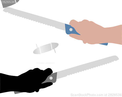 Image of Bread knife with hand