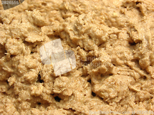 Image of Mixed unbaken chocolate dough in a close-up view