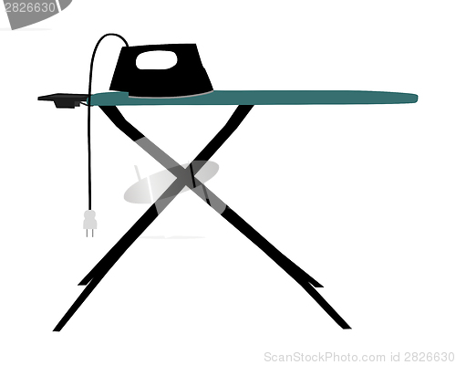 Image of Ironing board and electric iron