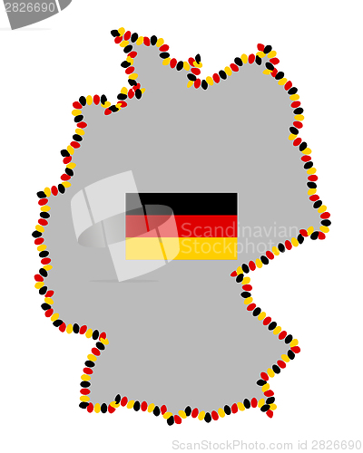 Image of Map of Germany with easter eggs and flag