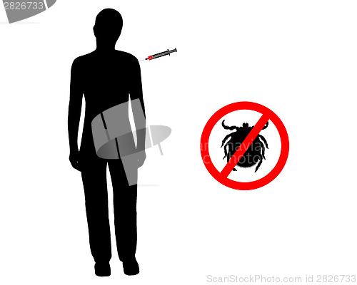 Image of Black silhouette of woman gets an immunization against ticks