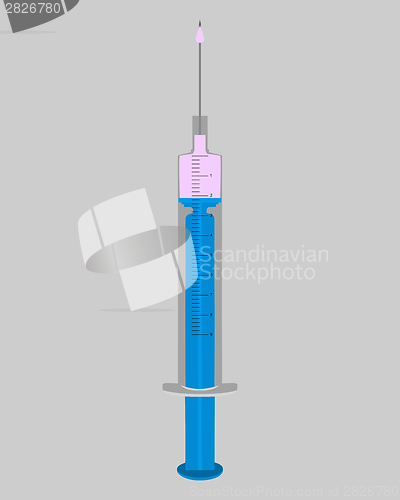 Image of Illustration of one filled  injection on gray background