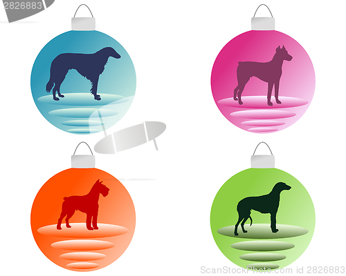 Image of Christmas tree bauble with different dog motifs