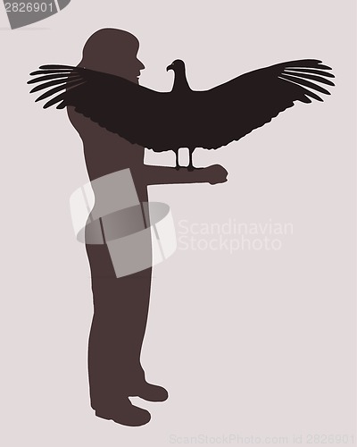 Image of Woman and bird of prey