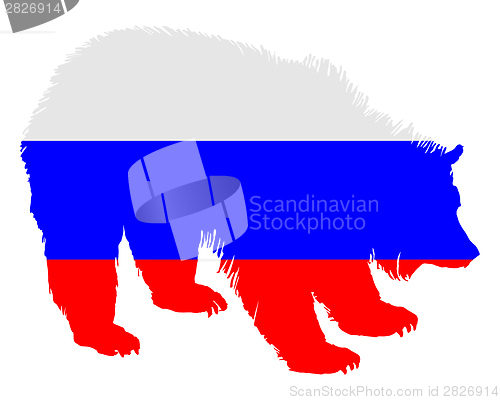 Image of Flag of Russia with brown bear