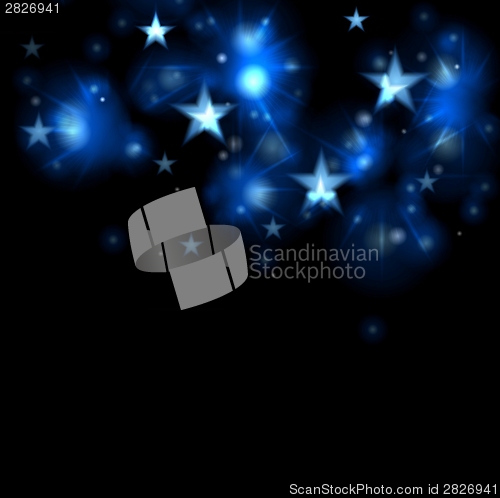 Image of Glowing blue stars dark illustration