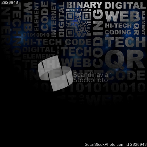 Image of Dark tech grunge word pattern