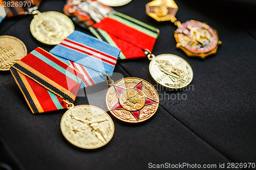 Image of Anniversary medals of a victory in the Great Patriotic War on a 