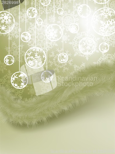 Image of Christmas Card with baubles. EPS 8