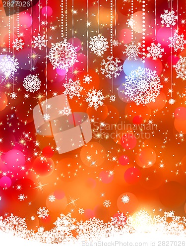 Image of Abstract orange winter with snowflakes. EPS 8