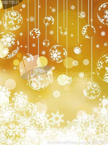 Image of Christmas balls over orange bokeh. EPS 8