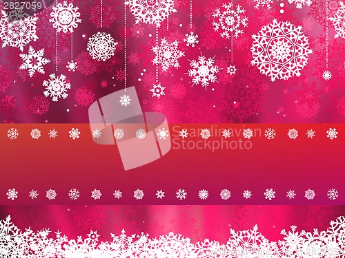 Image of Christmas card with pink snowflake. EPS 8