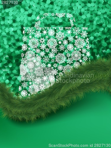 Image of Bag For Shopping on green elegant. EPS 8